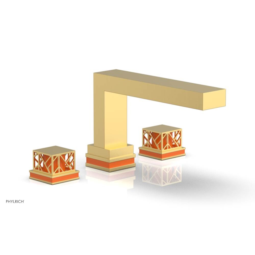 Burnished Gold Jolie 3-Hole Deck Tub Filler With Rectangular Spout, Square Cutaway Handles, And Or