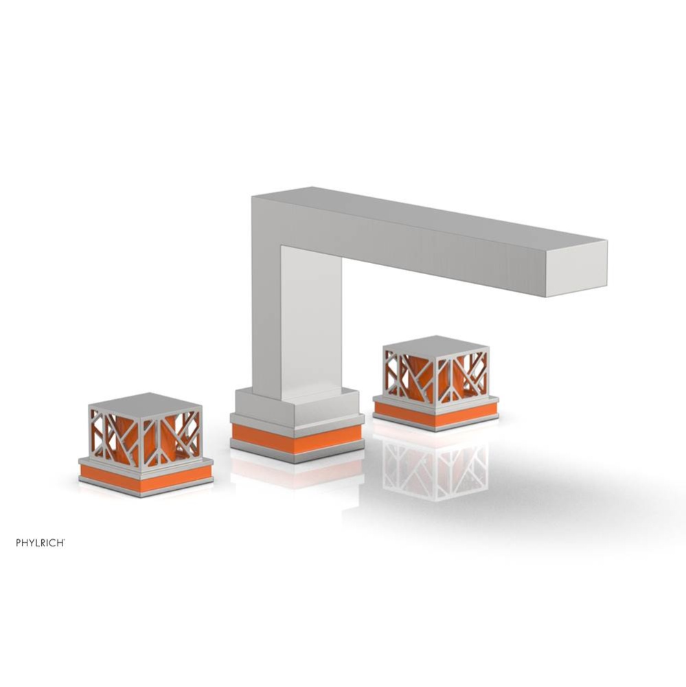 Satin Chrome Jolie 3-Hole Deck Tub Filler With Rectangular Spout, Square Cutaway Handles, And Oran