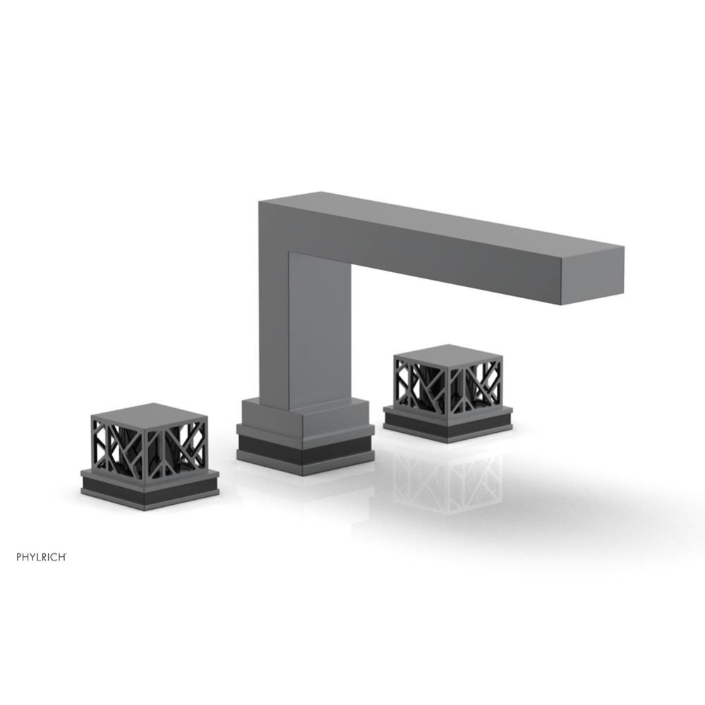 Gunmetal Gray Jolie 3-Hole Deck Tub Filler With Rectangular Spout, Square Cutaway Handles, And Bla