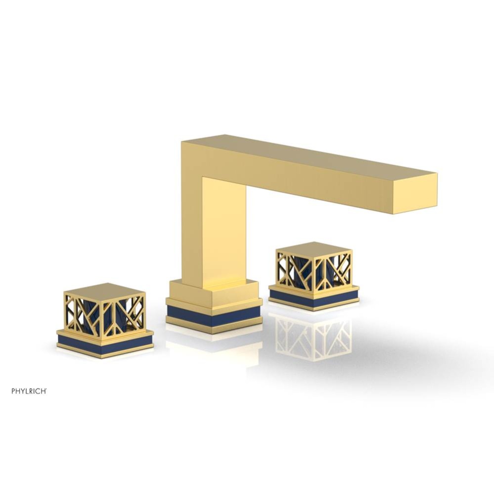 Burnished Gold Jolie 3-Hole Deck Tub Filler With Rectangular Spout, Square Cutaway Handles, And Na