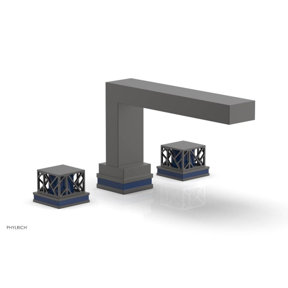 Oil Rubbed Bronze Jolie 3-Hole Deck Tub Filler With Rectangular Spout, Square Cutaway Handles, And