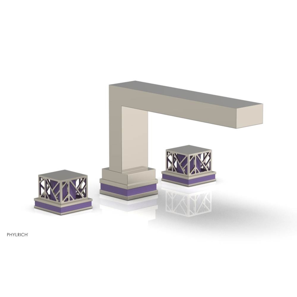 Polished Nickel Jolie 3-Hole Deck Tub Filler With Rectangular Spout, Square Cutaway Handles, And P