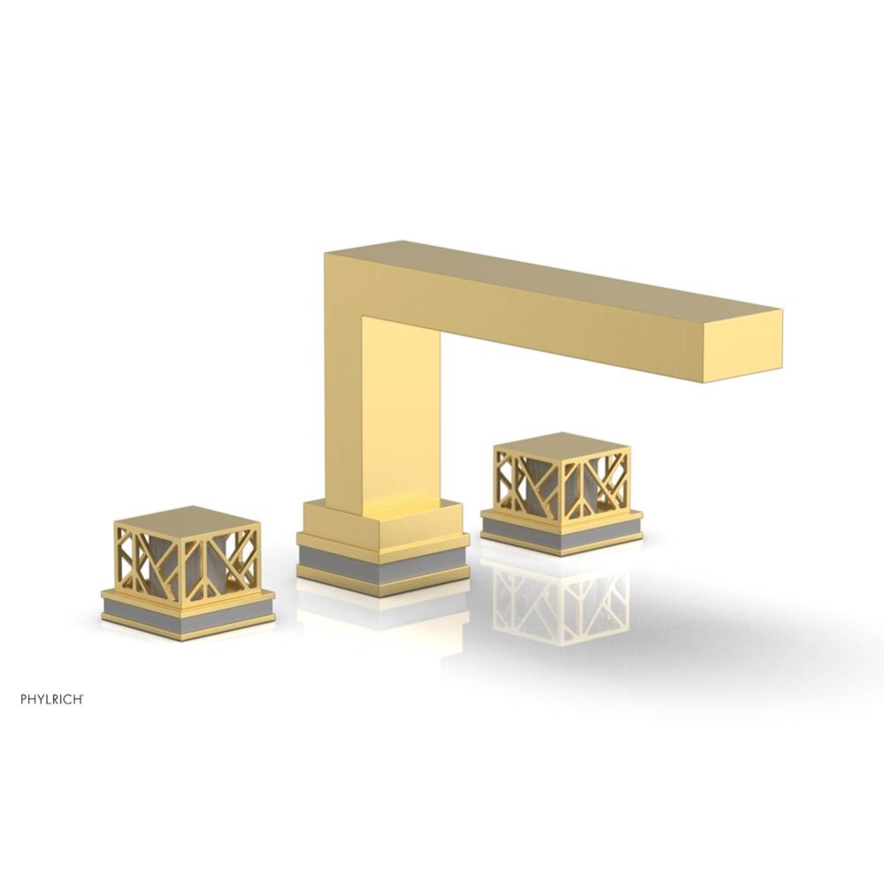 Burnished Gold Jolie 3-Hole Deck Tub Filler With Rectangular Spout, Square Cutaway Handles, And Gr