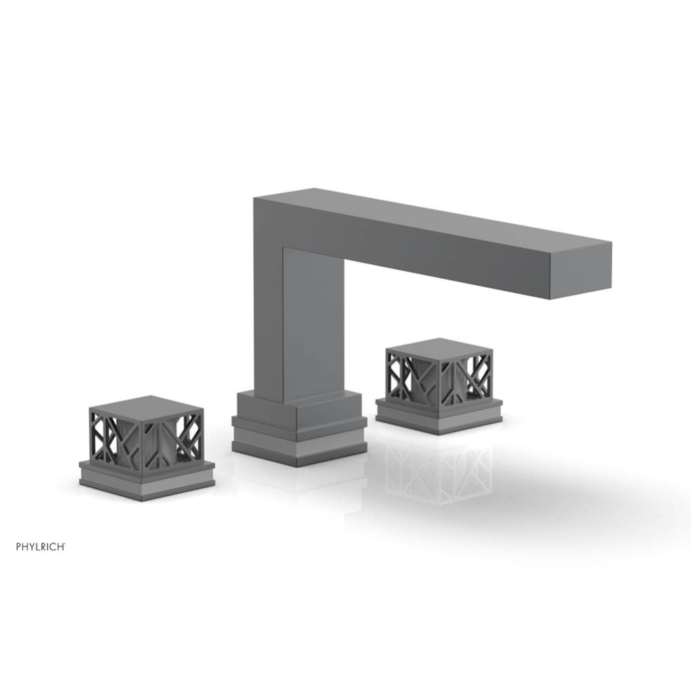 Gunmetal Gray Jolie 3-Hole Deck Tub Filler With Rectangular Spout, Square Cutaway Handles, And Gre