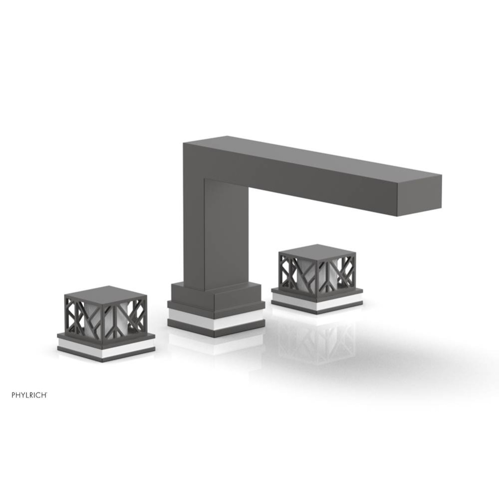 Oil Rubbed Bronze Jolie 3-Hole Deck Tub Filler With Rectangular Spout, Square Cutaway Handles, And