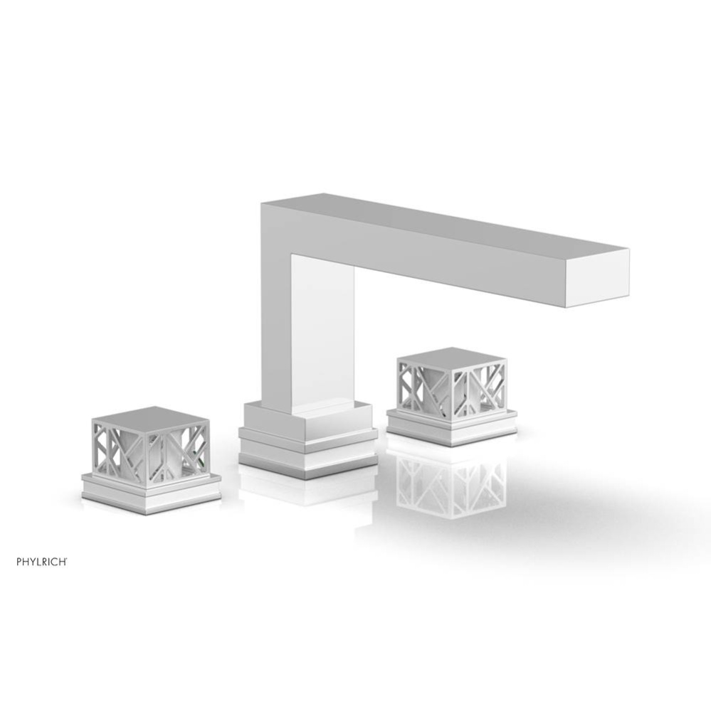 Polished Chrome Jolie 3-Hole Deck Tub Filler With Rectangular Spout, Square Cutaway Handles, And G