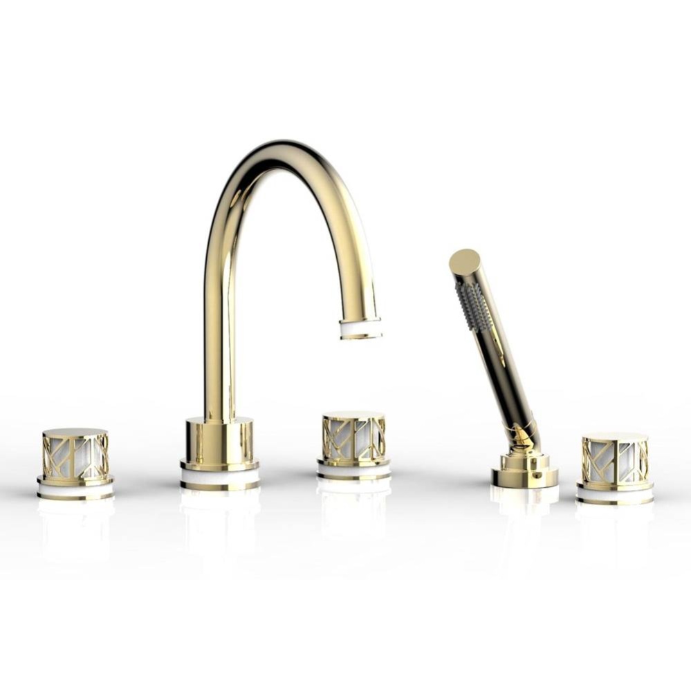 Polished Brass Uncoated (Living Finish) Jolie 5-Hole Deck Tub Filler With Gooseneck Spout