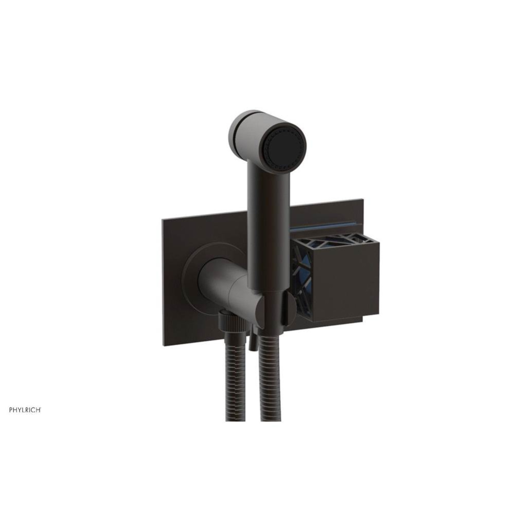 Oil Rubbed Bronze Jolie Wall Mounted Bidet Set With Rectangular Trim, Square Cutaway Handle, And L