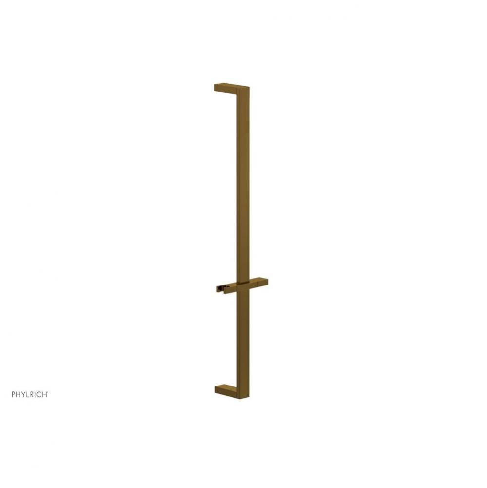 French Brass (Living Finish) 27'' Flat Adjustable Handshower Slide Bar With Holder