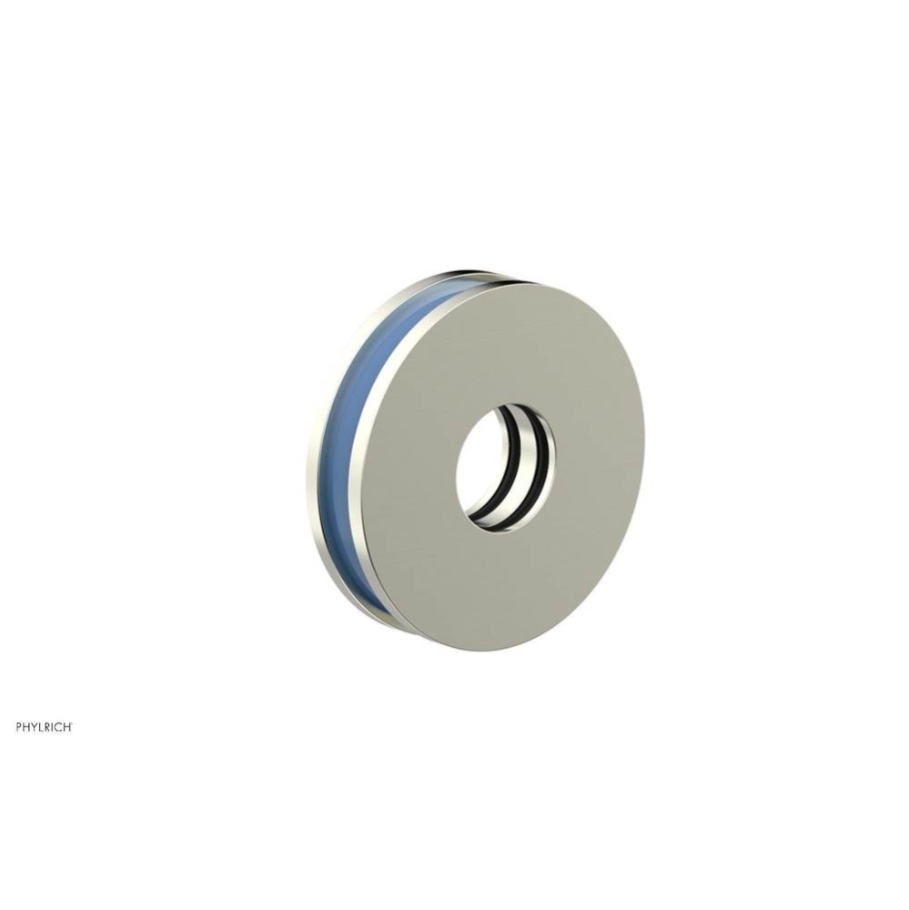 Satin Nickel Jolie Round Shower Arm Flange With Light Blue Accents