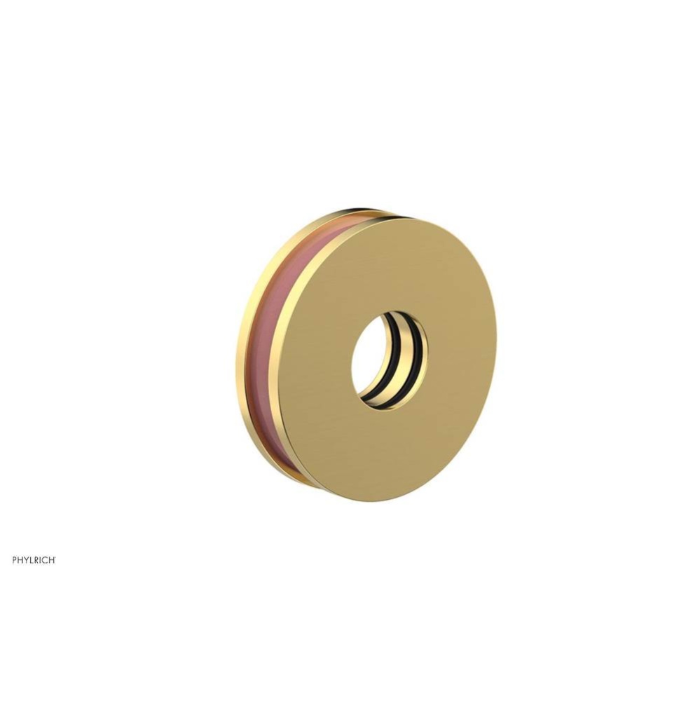 Satin Gold Jolie Round Shower Arm Flange With Pink Accents
