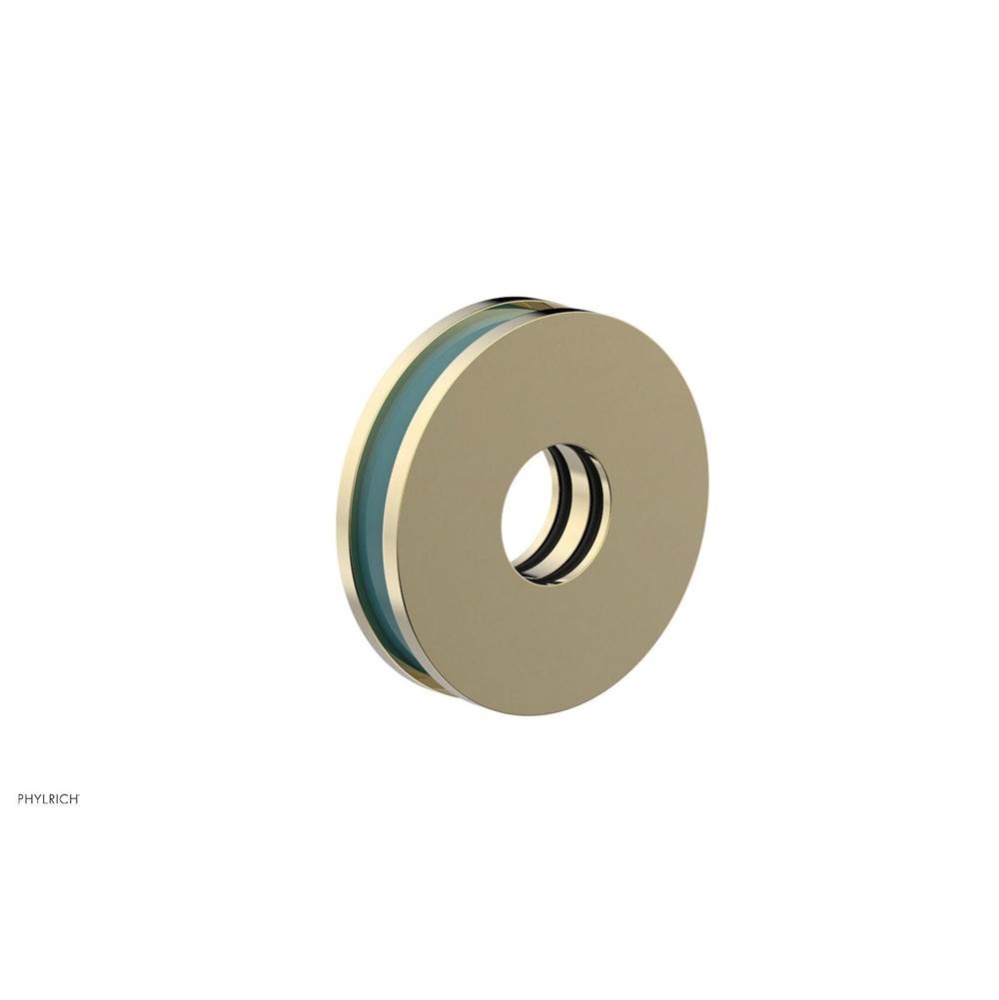 Polished Brass Uncoated (Living Finish) Jolie Round Shower Arm Flange With Turquoise Accents
