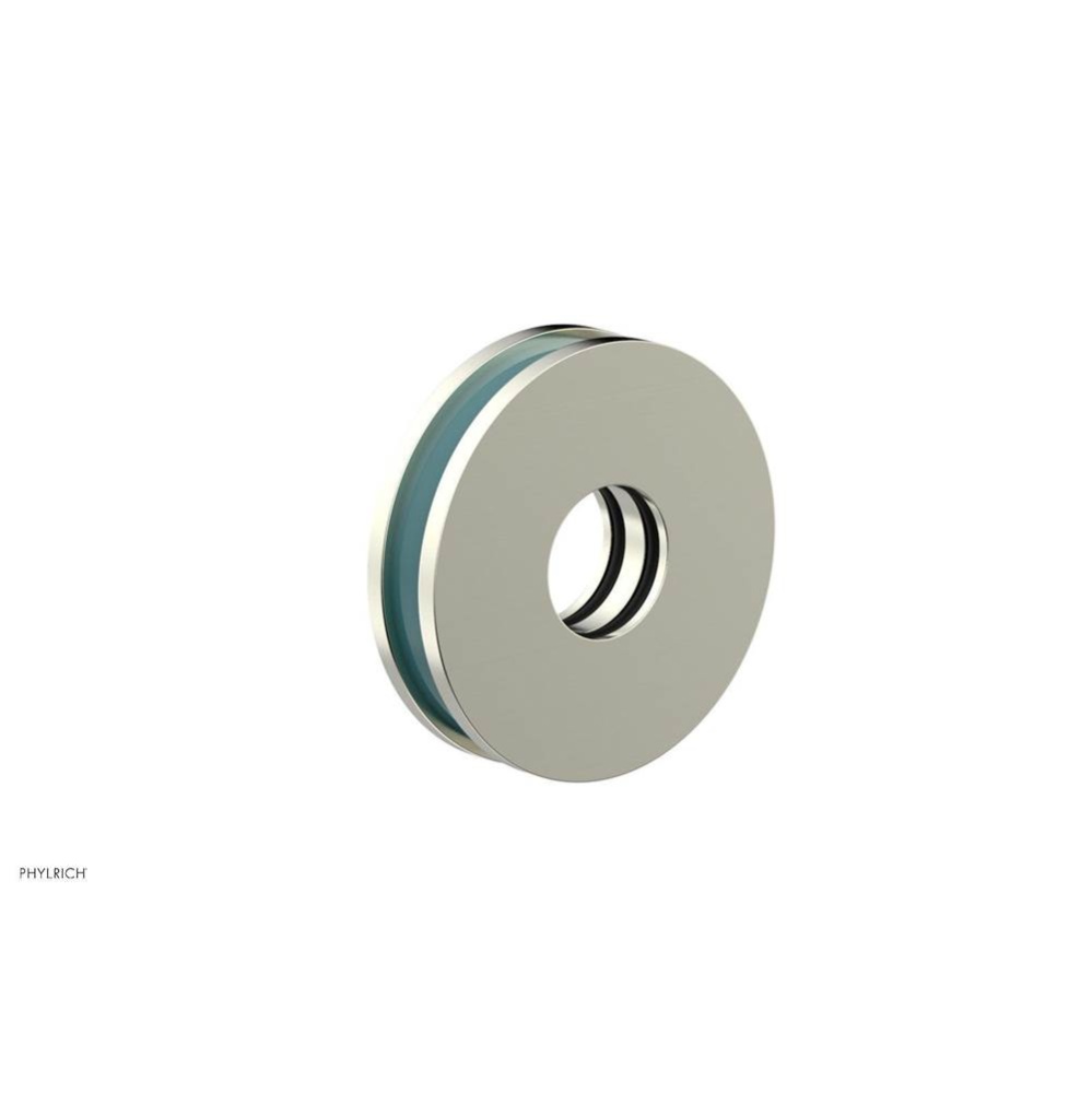 Satin Nickel Jolie Round Shower Arm Flange With Turquoise Accents