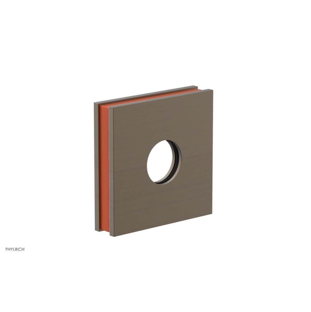 Old English Brass Jolie Square Shower Arm Flange With Orange Accents