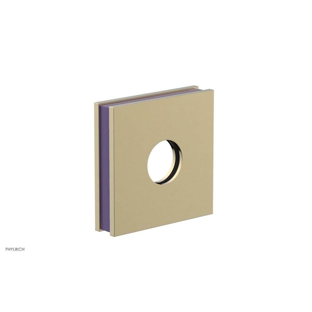 Polished Brass Uncoated (Living Finish) Jolie Square Shower Arm Flange With Purple Accents
