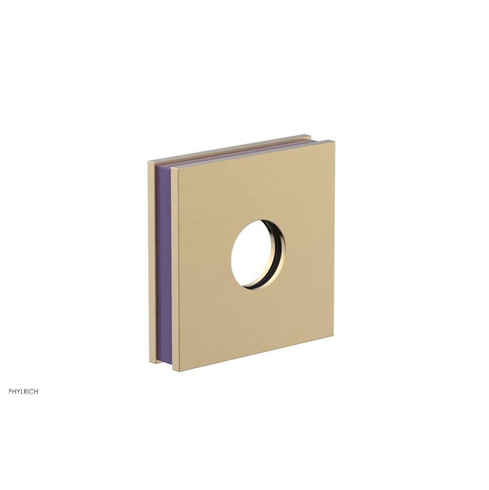 Satin Brass Jolie Square Shower Arm Flange With Purple Accents