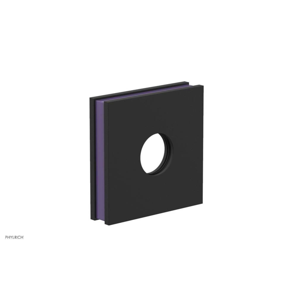 Matte Black Jolie Square Shower Arm Flange With Purple Accents