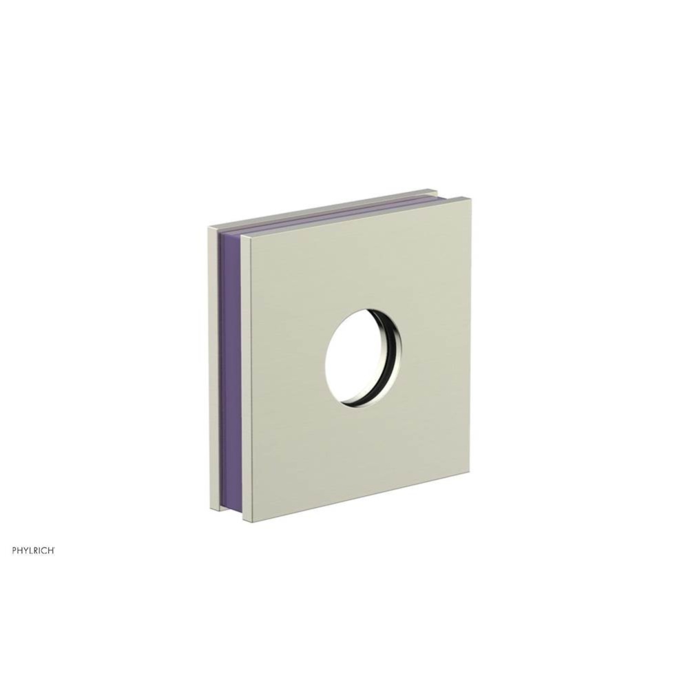 Satin Nickel Jolie Square Shower Arm Flange With Purple Accents