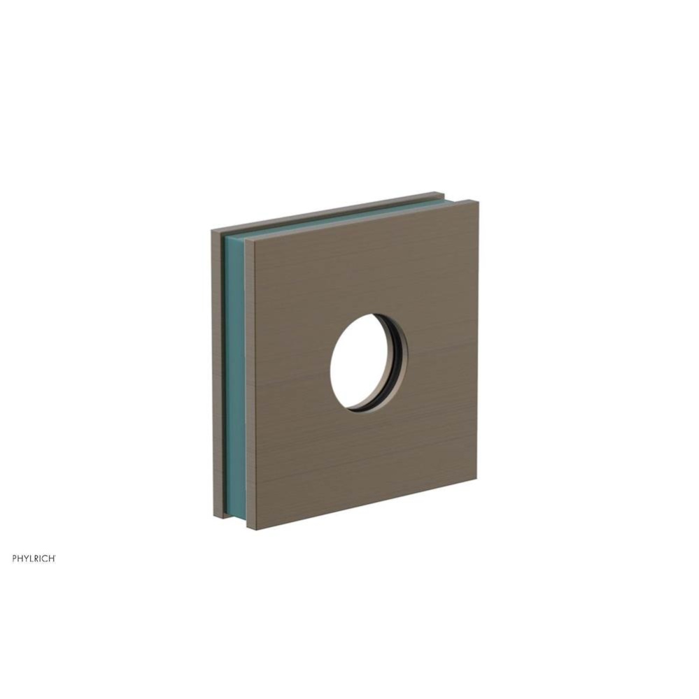 Old English Brass Jolie Square Shower Arm Flange With Turquoise Accents