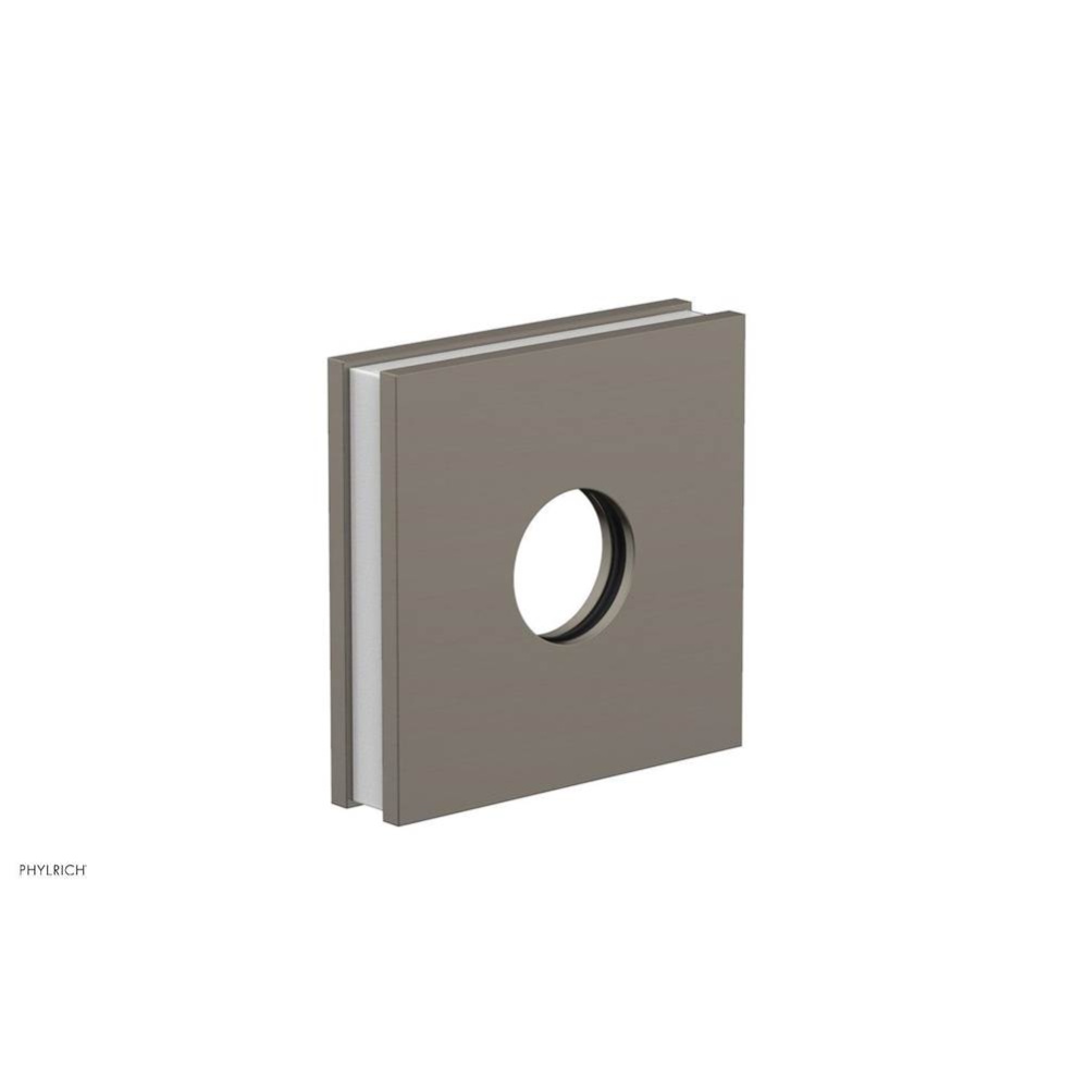 Pewter Jolie Square Shower Arm Flange With Gloss White Accents