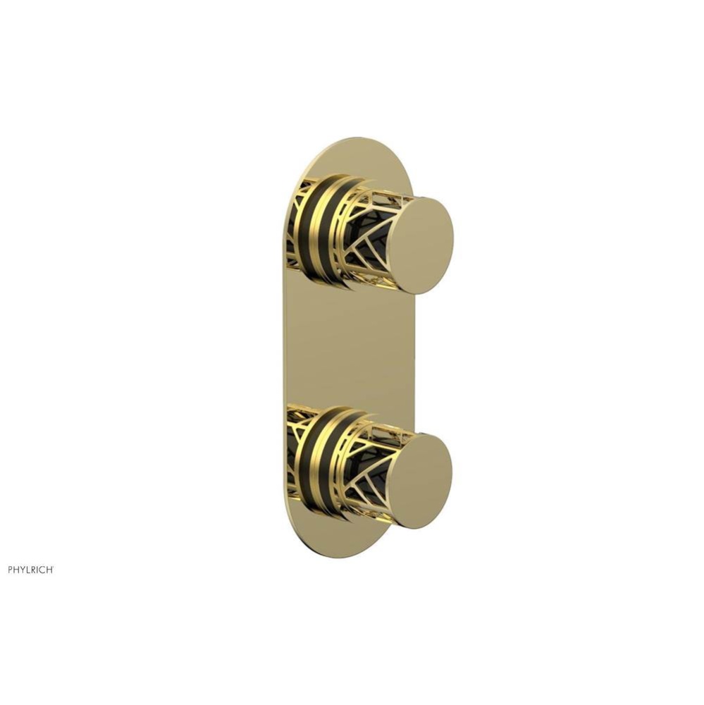 Polished Brass Jolie Oval Thermostatic Trim With Diverter Or Volume Control, Round Cutaway Handles