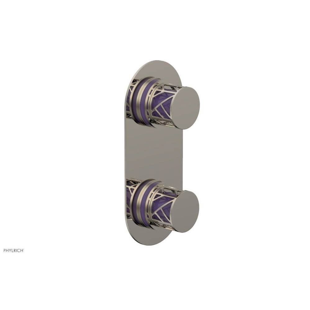 Polished Nickel Jolie Oval Thermostatic Trim With Diverter Or Volume Control, Round Cutaway Handle