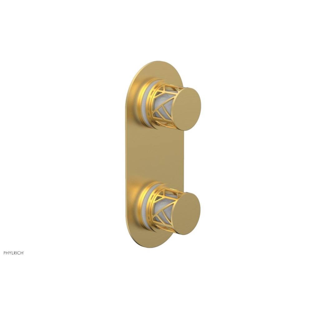 Burnished Gold Jolie Oval Thermostatic Trim With Diverter Or Volume Control, Round Cutaway Handles