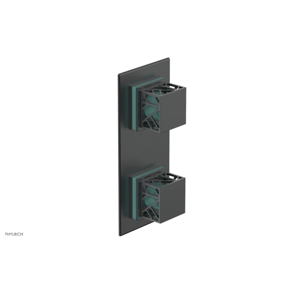 Gunmetal Gray Jolie Rectangular Thermostatic Trim With Diverter Or Volume Control, Square Cutaway