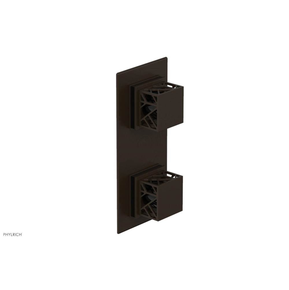 Antique Bronze Jolie Rectangular Thermostatic Trim With Diverter Or Volume Control, Square Cutaway