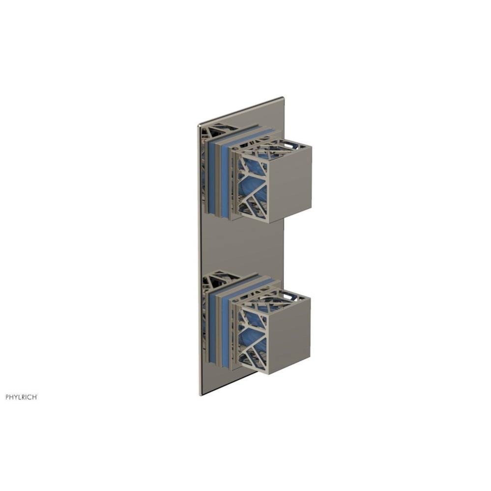 Polished Nickel Jolie Rectangular Thermostatic Trim With Diverter Or Volume Control, Square Cutawa
