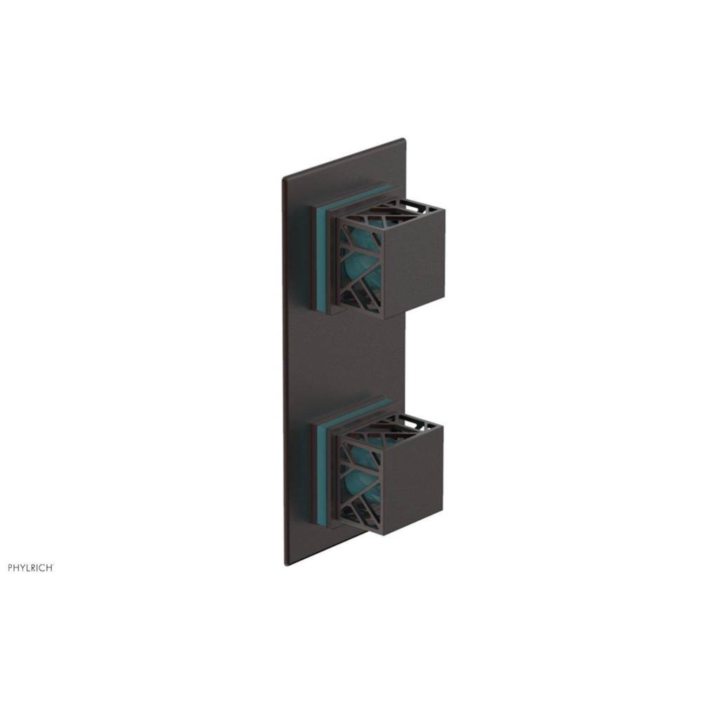 Weathered Copper Jolie Rectangular Thermostatic Trim With Diverter Or Volume Control, Square Cutaw