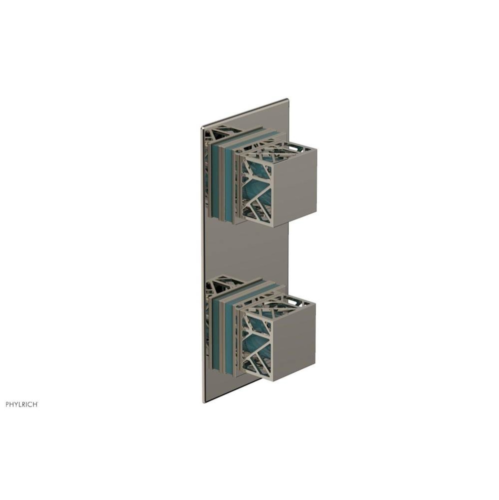 Polished Nickel Jolie Rectangular Thermostatic Trim With Diverter Or Volume Control, Square Cutawa