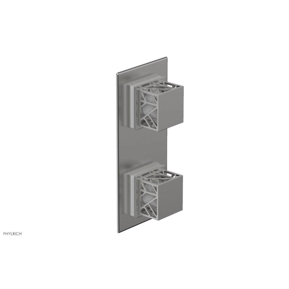 Satin Chrome Jolie Rectangular Thermostatic Trim With Diverter Or Volume Control, Square Cutaway H