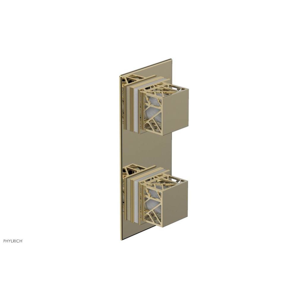 Polished Brass Uncoated (Living Finish) Jolie Rectangular Thermostatic Trim With Diverter Or Volum