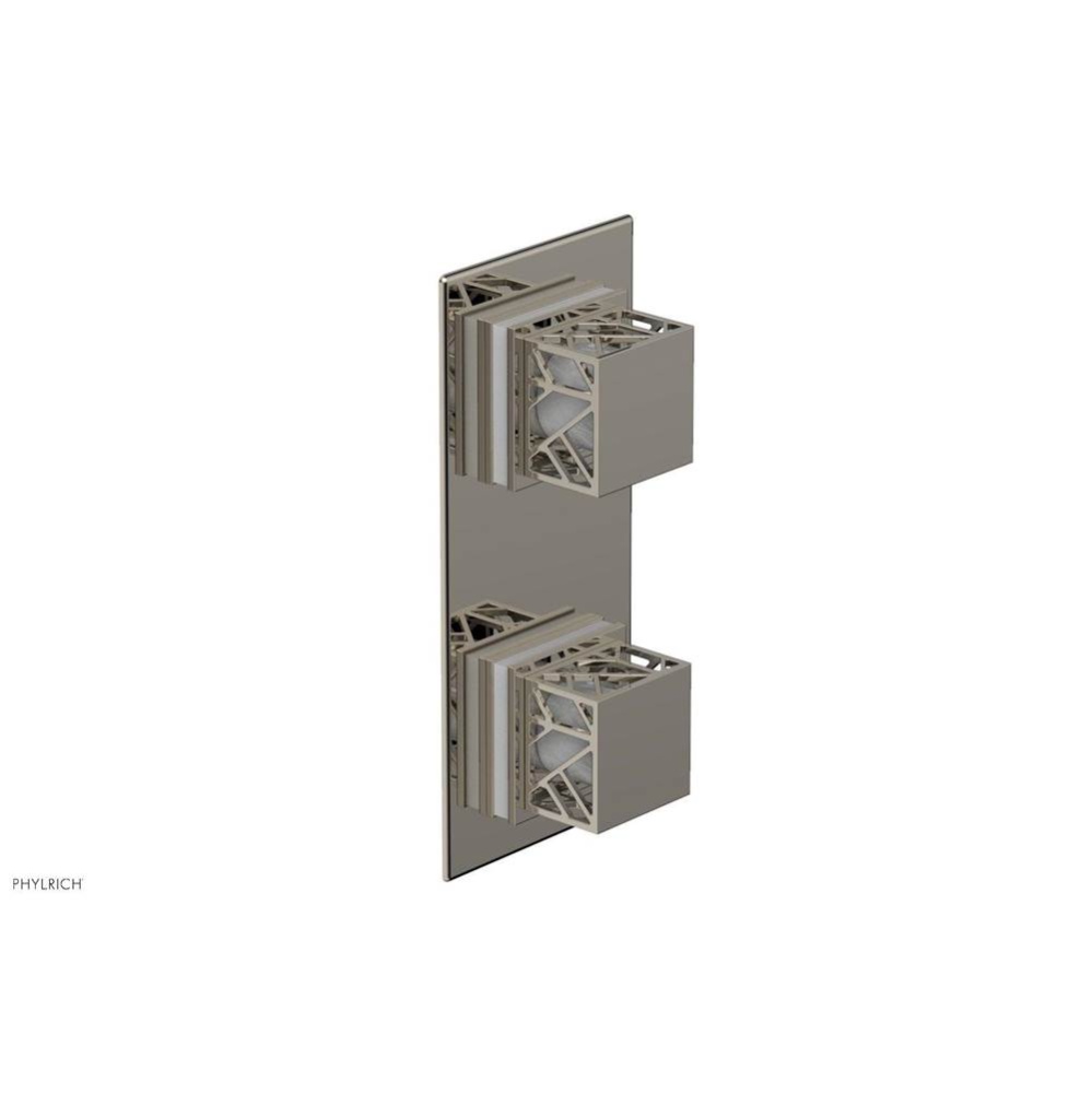 Polished Nickel Jolie Rectangular Thermostatic Trim With Diverter Or Volume Control, Square Cutawa