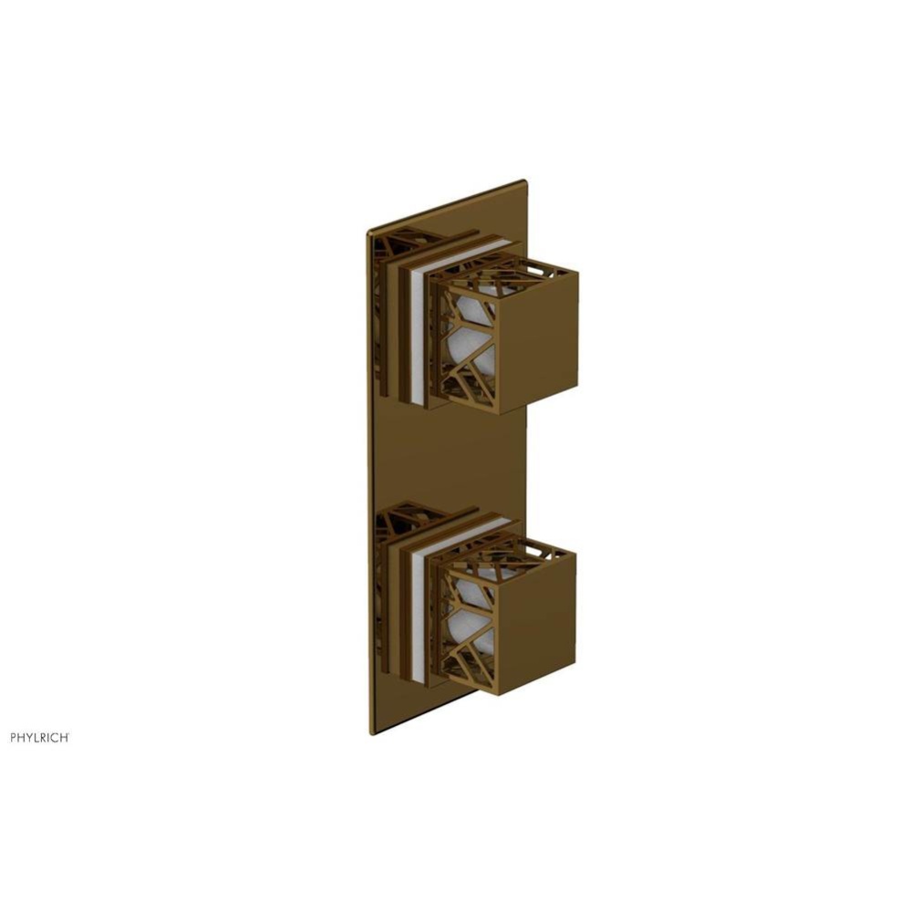 French Brass (Living Finish) Jolie Rectangular Thermostatic Trim With Diverter Or Volume Control,