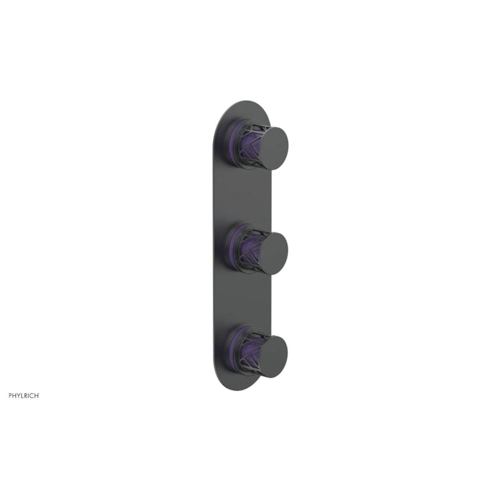 Gunmetal Gray Jolie Oval Thermostatic Trim With Two Volume Controls, Round Cutaway Handles, And Pu