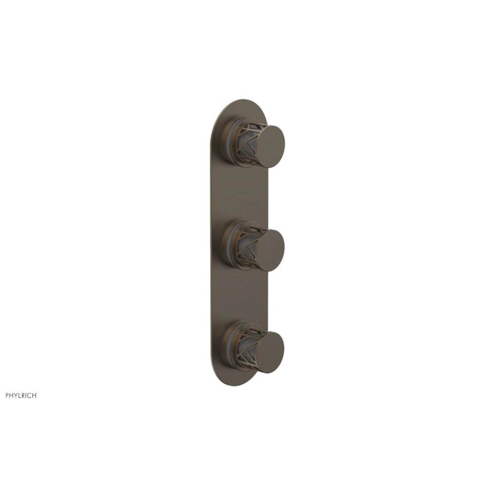 Old English Brass Jolie Oval Thermostatic Trim With Two Volume Controls, Round Cutaway Handles, An