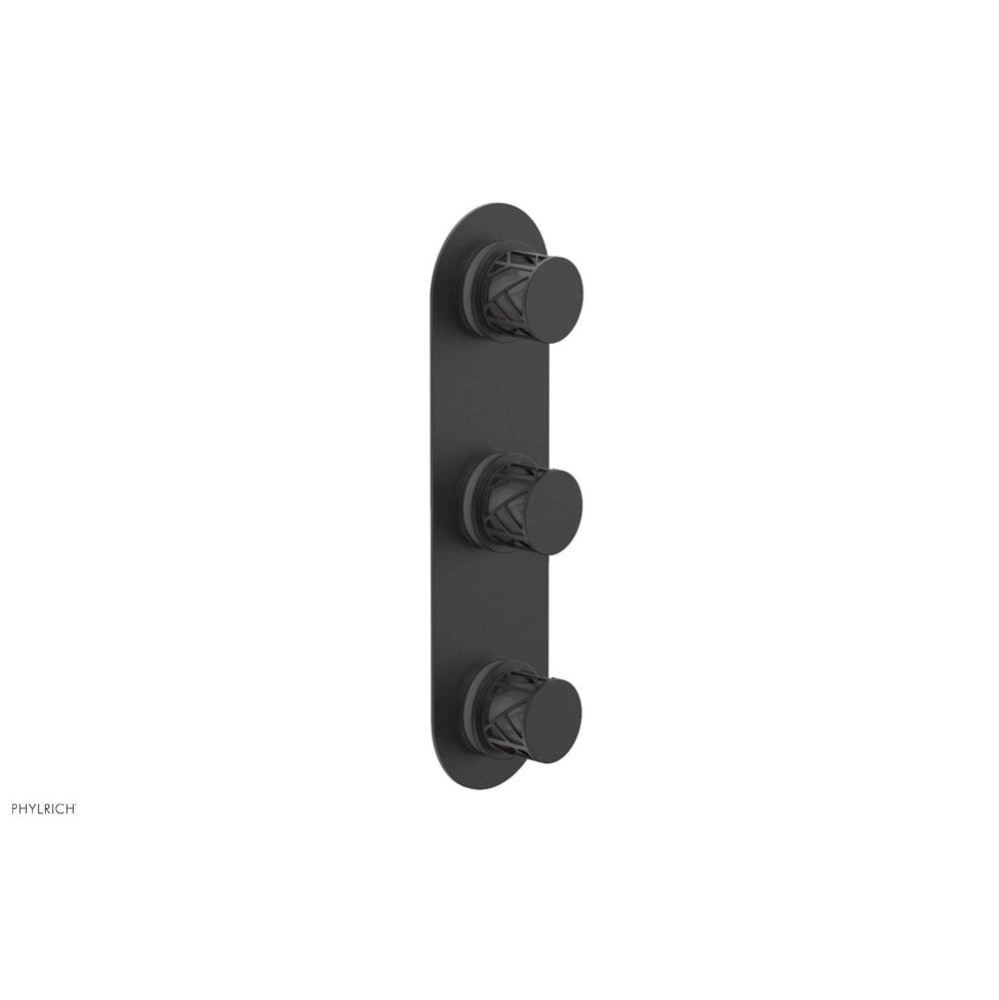 Oil Rubbed Bronze Jolie Oval Thermostatic Trim With Two Volume Controls, Round Cutaway Handles, An