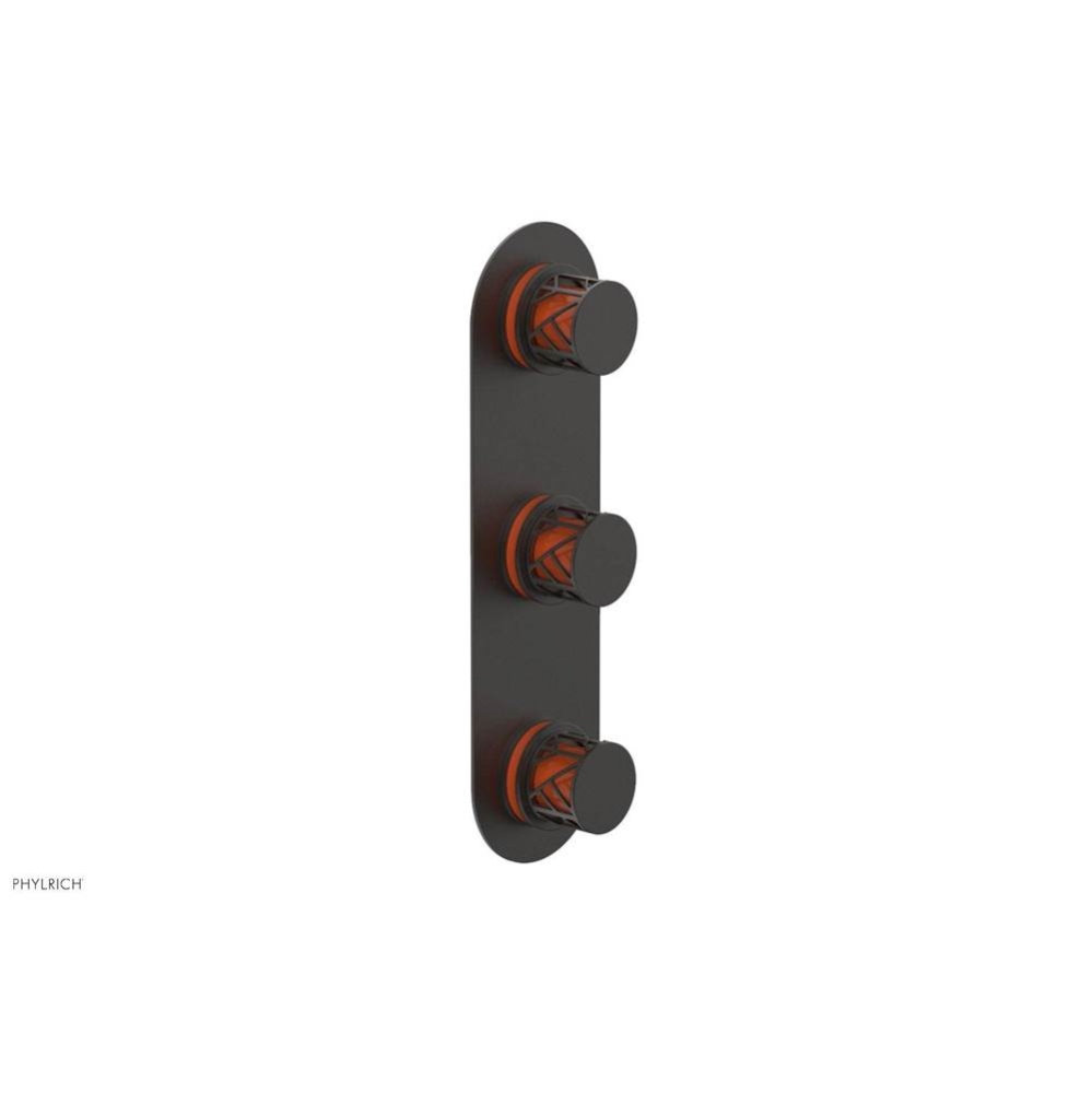 Oil Rubbed Bronze Jolie Oval Thermostatic Trim With Two Volume Controls, Round Cutaway Handles, An