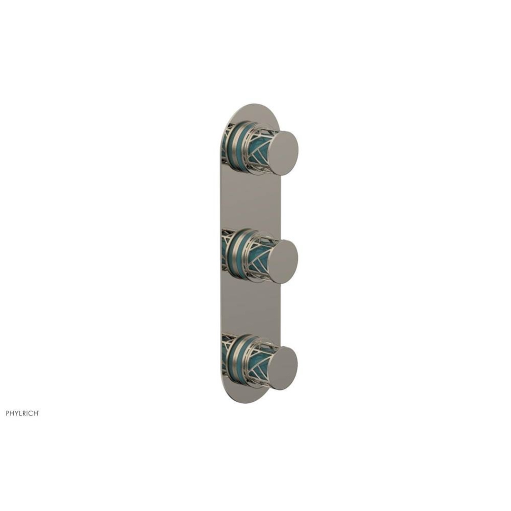 Polished Nickel Jolie Oval Thermostatic Trim With Two Volume Controls, Round Cutaway Handles, And