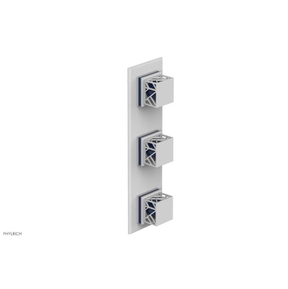 Satin White Jolie Oval Thermostatic Trim With Two Volume Controls, Square Cutaway Handles, And Nav