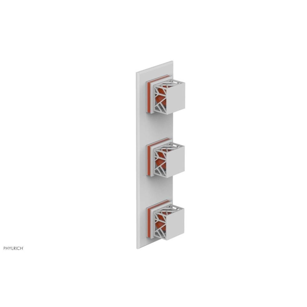 Satin White Jolie Oval Thermostatic Trim With Two Volume Controls, Square Cutaway Handles, And Ora