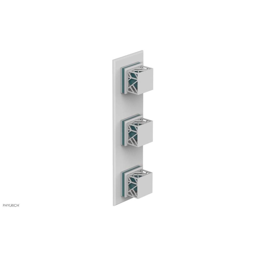 Satin White Jolie Oval Thermostatic Trim With Two Volume Controls, Square Cutaway Handles, And Tur