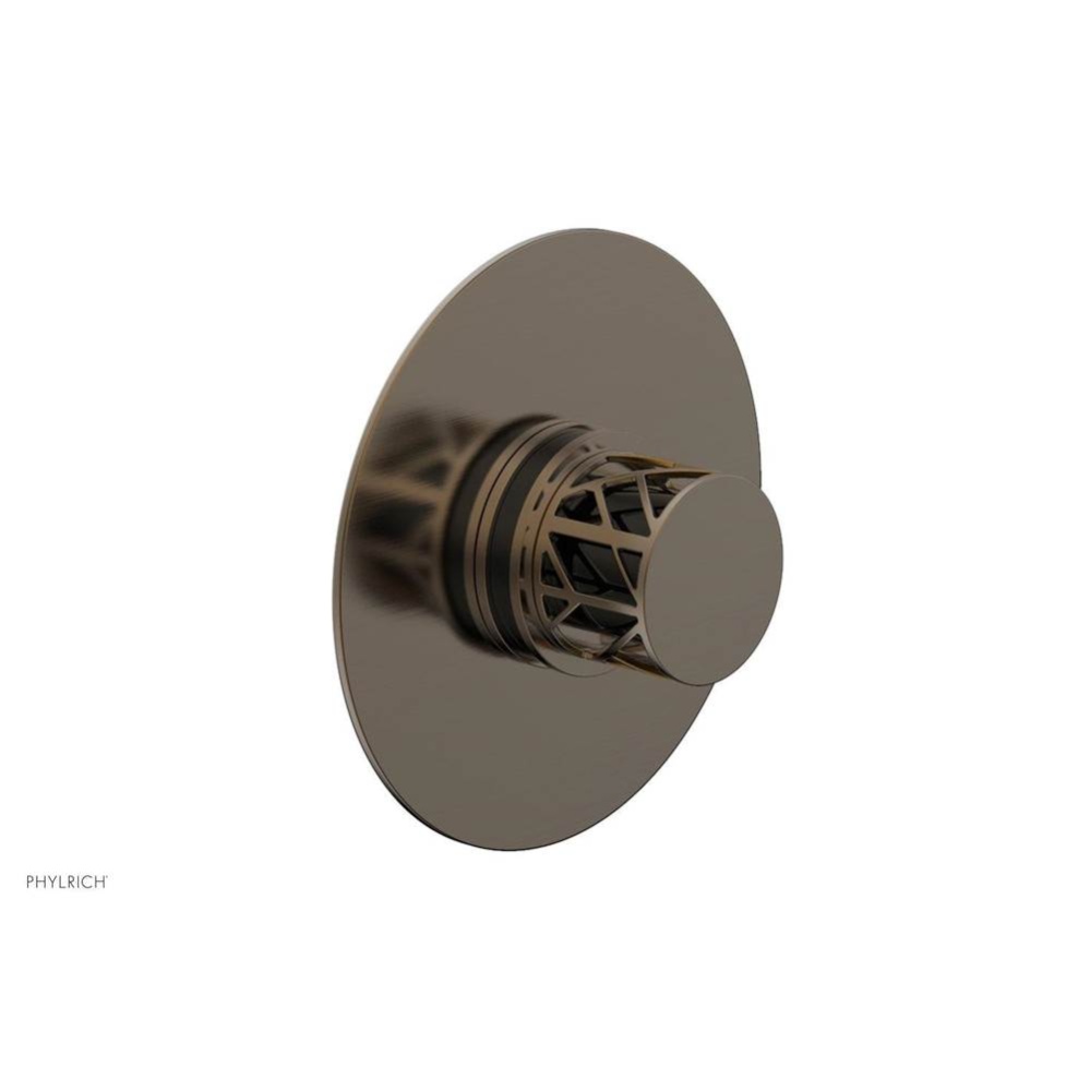 Antique Brass Jolie Round Thermostatic/Pressure Balance Shower Trim With Round Cutaway Handle And