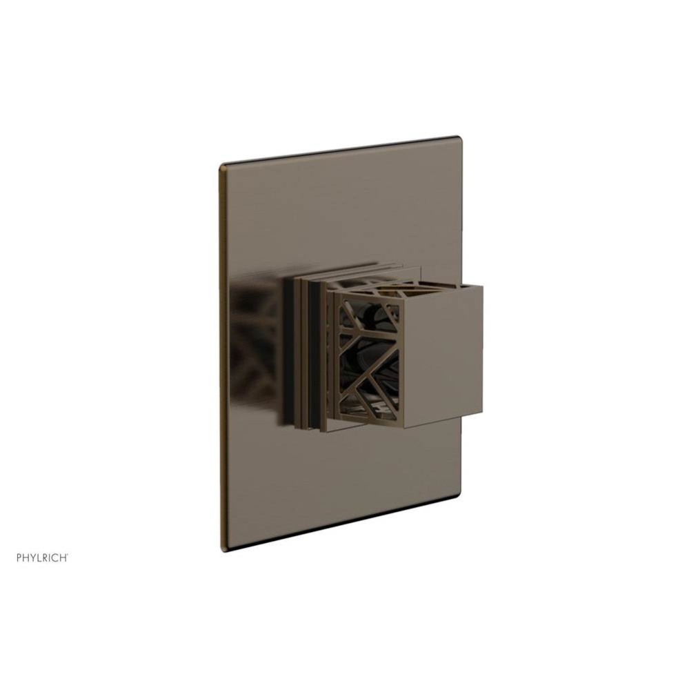 Antique Brass Jolie Square Thermostatic/Pressure Balance Shower Trim With Square Cutaway Handle An