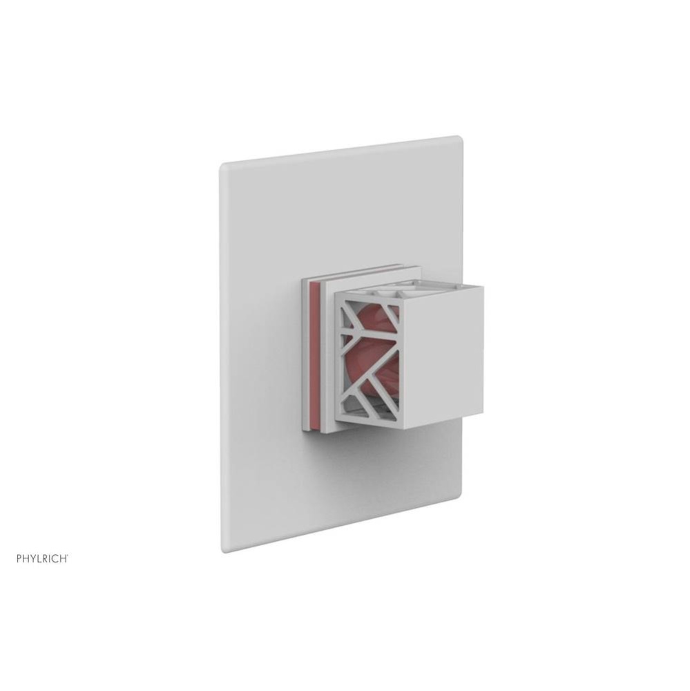 Satin White Jolie Square Thermostatic/Pressure Balance Shower Trim With Square Cutaway Handle And