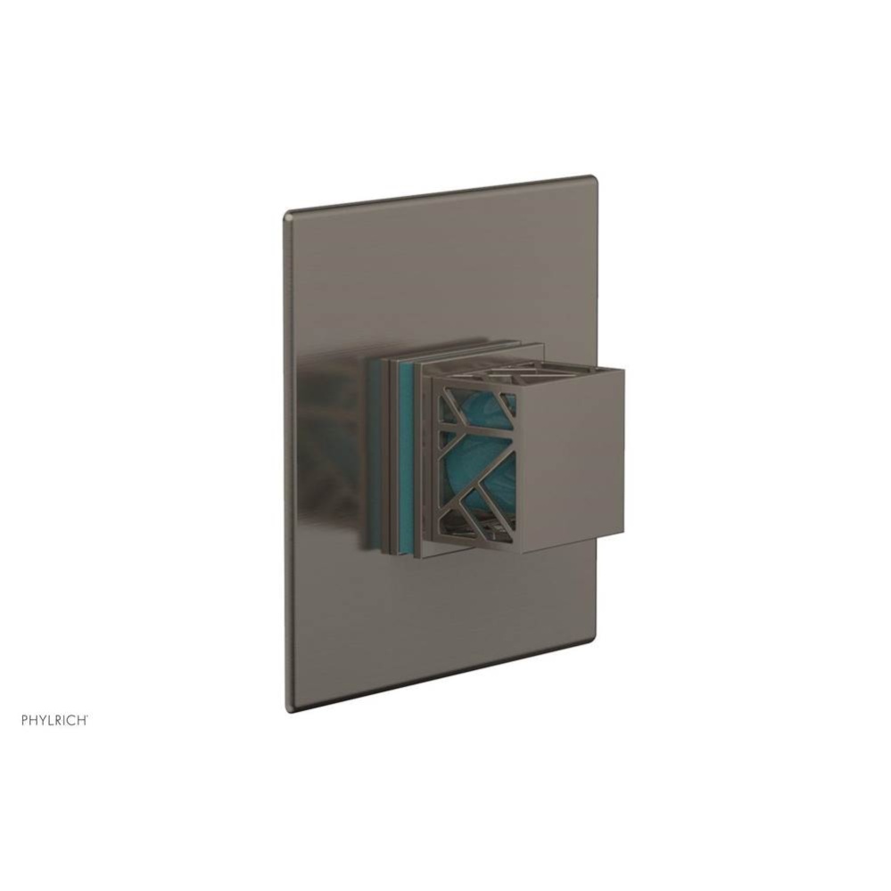 Pewter Jolie Square Thermostatic/Pressure Balance Shower Trim With Square Cutaway Handle And Turqu