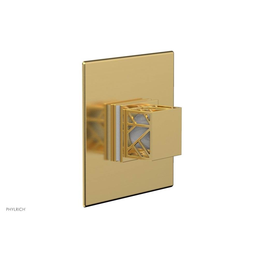 Satin Gold Jolie Square Thermostatic/Pressure Balance Shower Trim With Square Cutaway Handle And G
