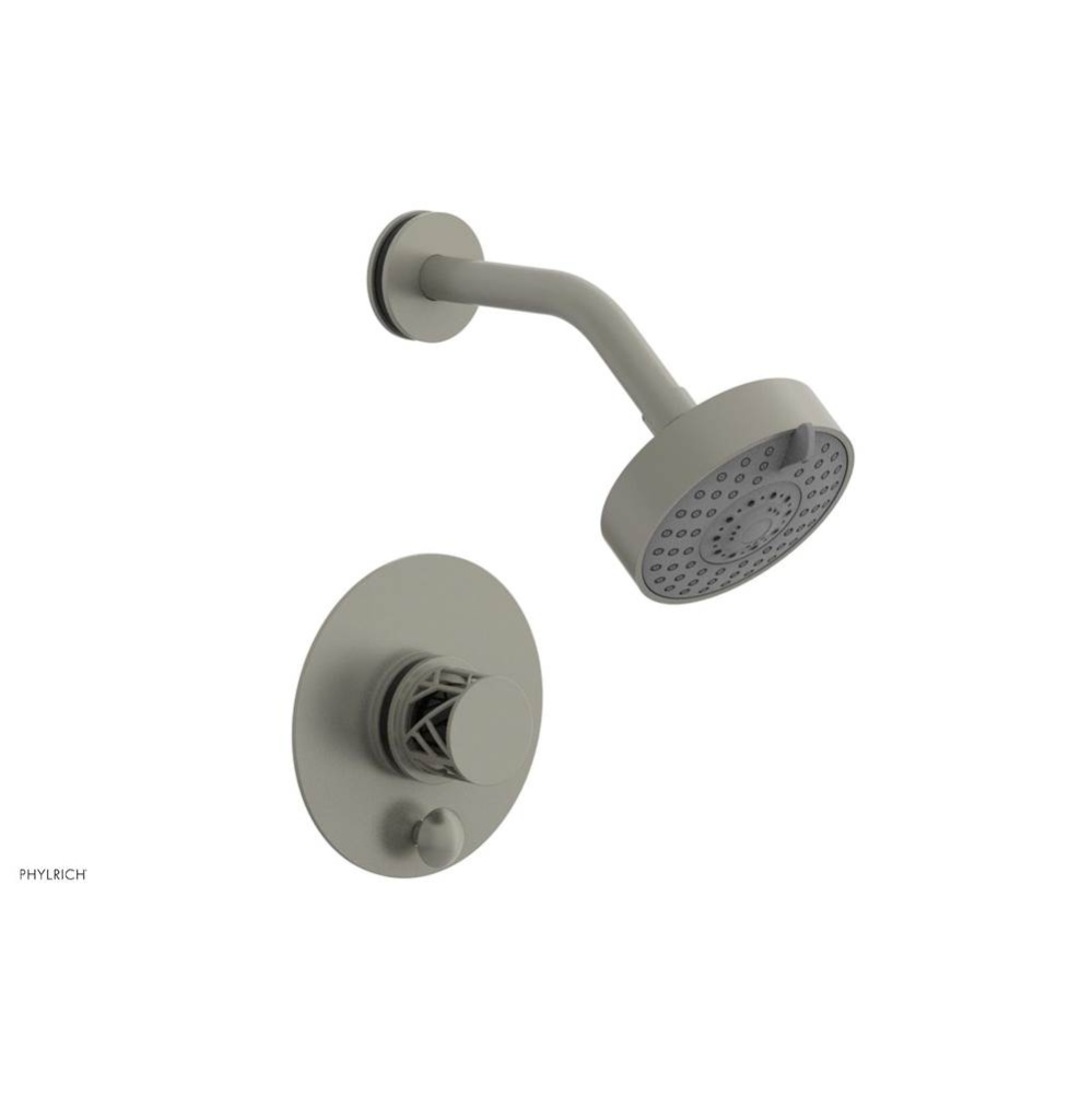 Burnished Nickel Jolie Pressure Balance Shower Set With Round Diverter Trim, Round Cutaway Handle,